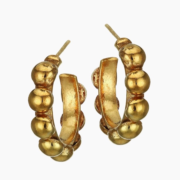 SYLVIA TOLEDANO Boucles D'oreilles Mini Creole 22K Gold Plated Hoops - Picture 1 of 8